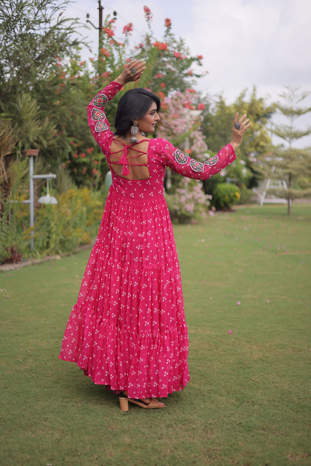 Georgette Bandhani Printed Navratri Gown