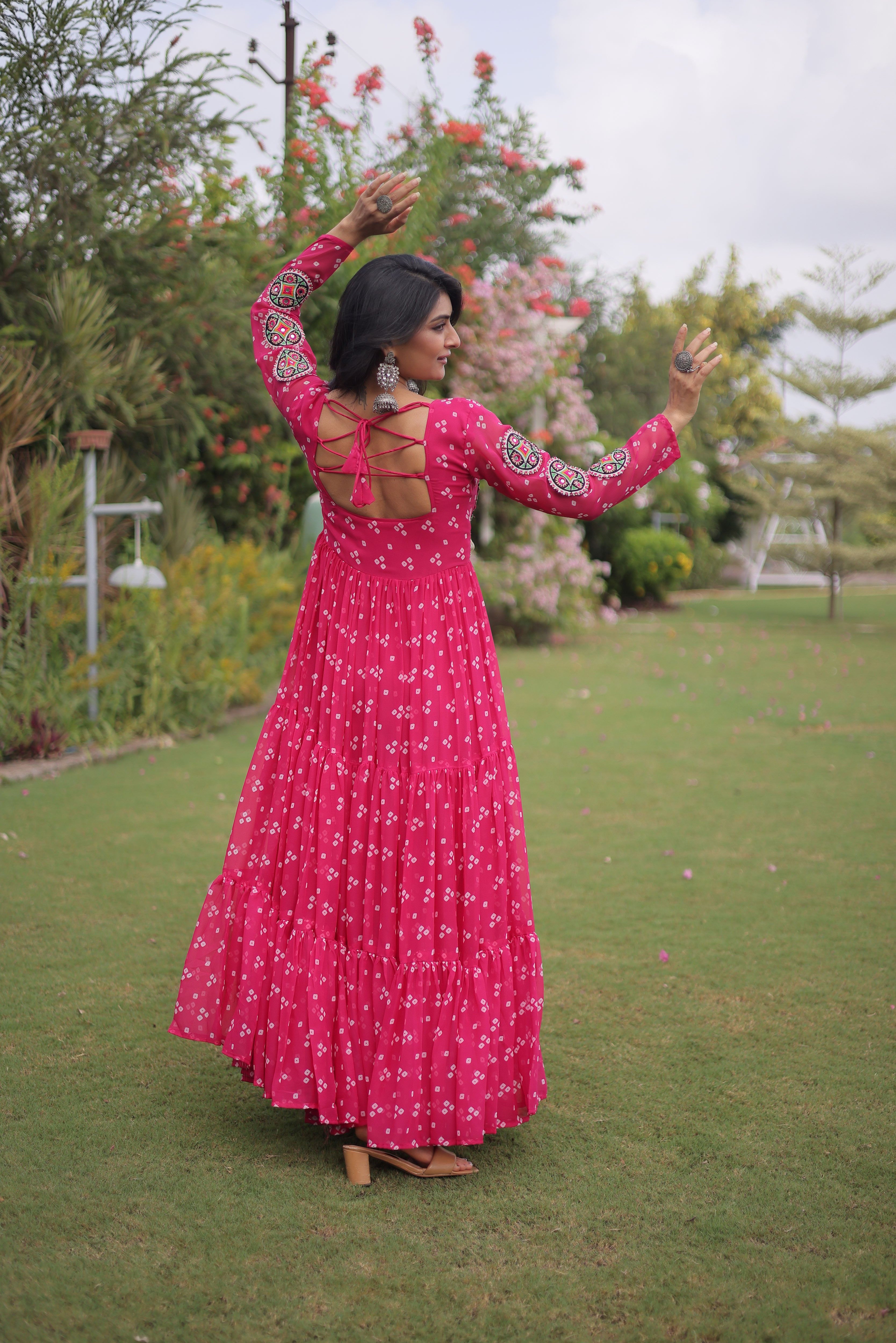Georgette Bandhani Printed Navratri Gown