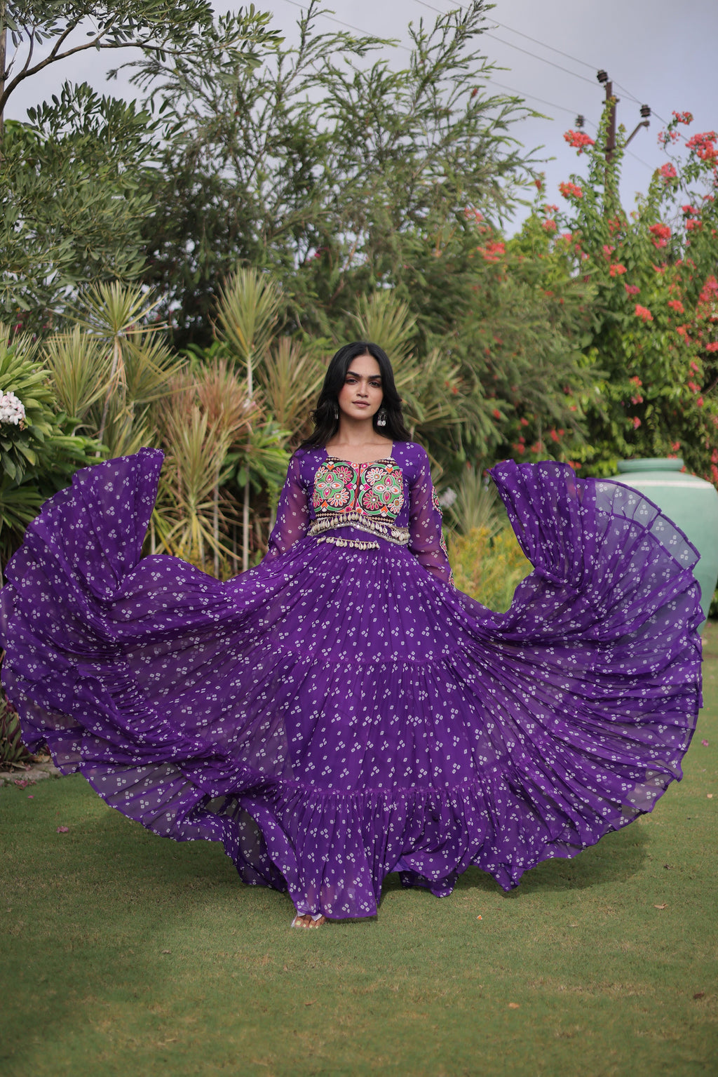 Georgette Bandhani Printed Navratri Gown