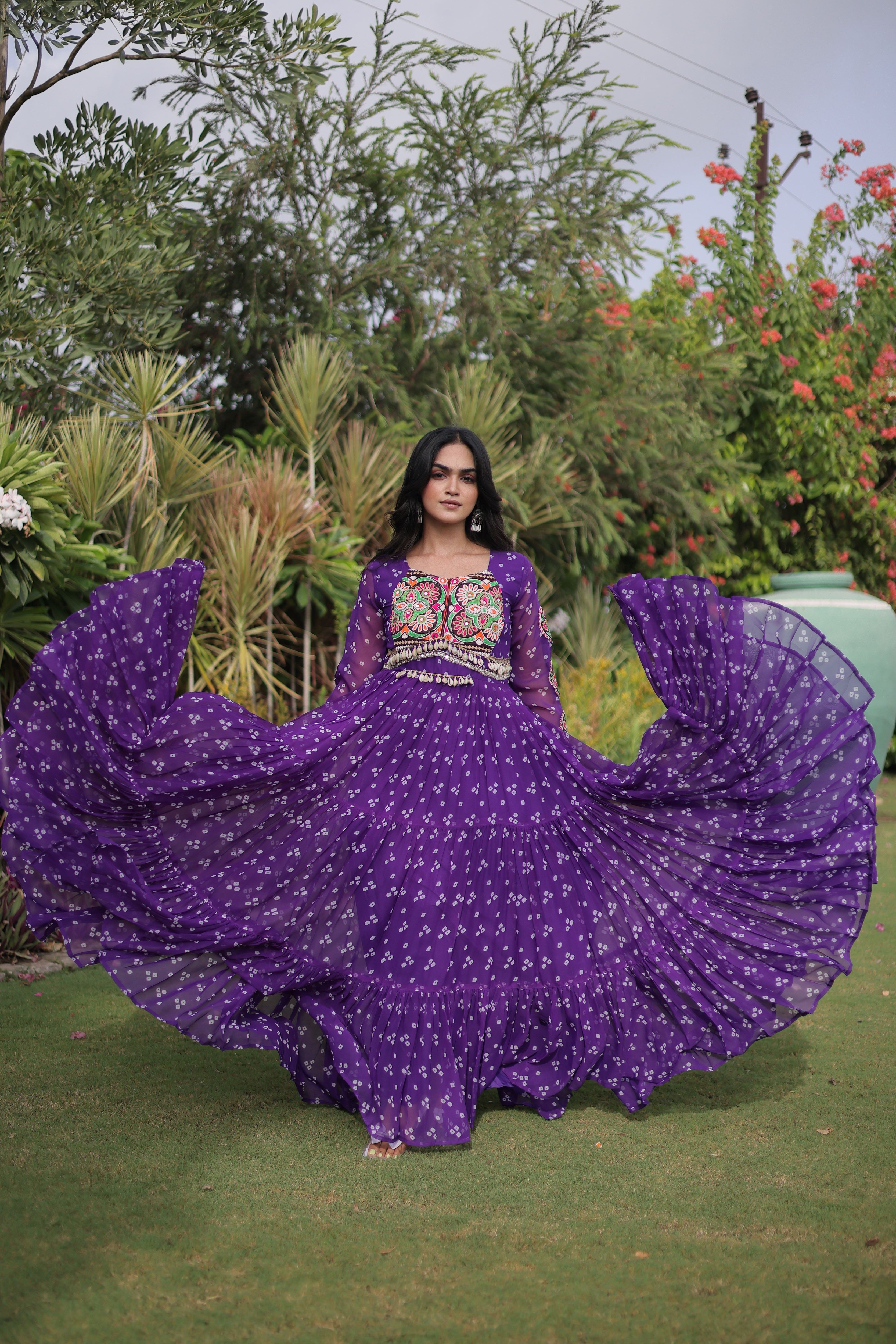 Georgette Bandhani Printed Navratri Gown