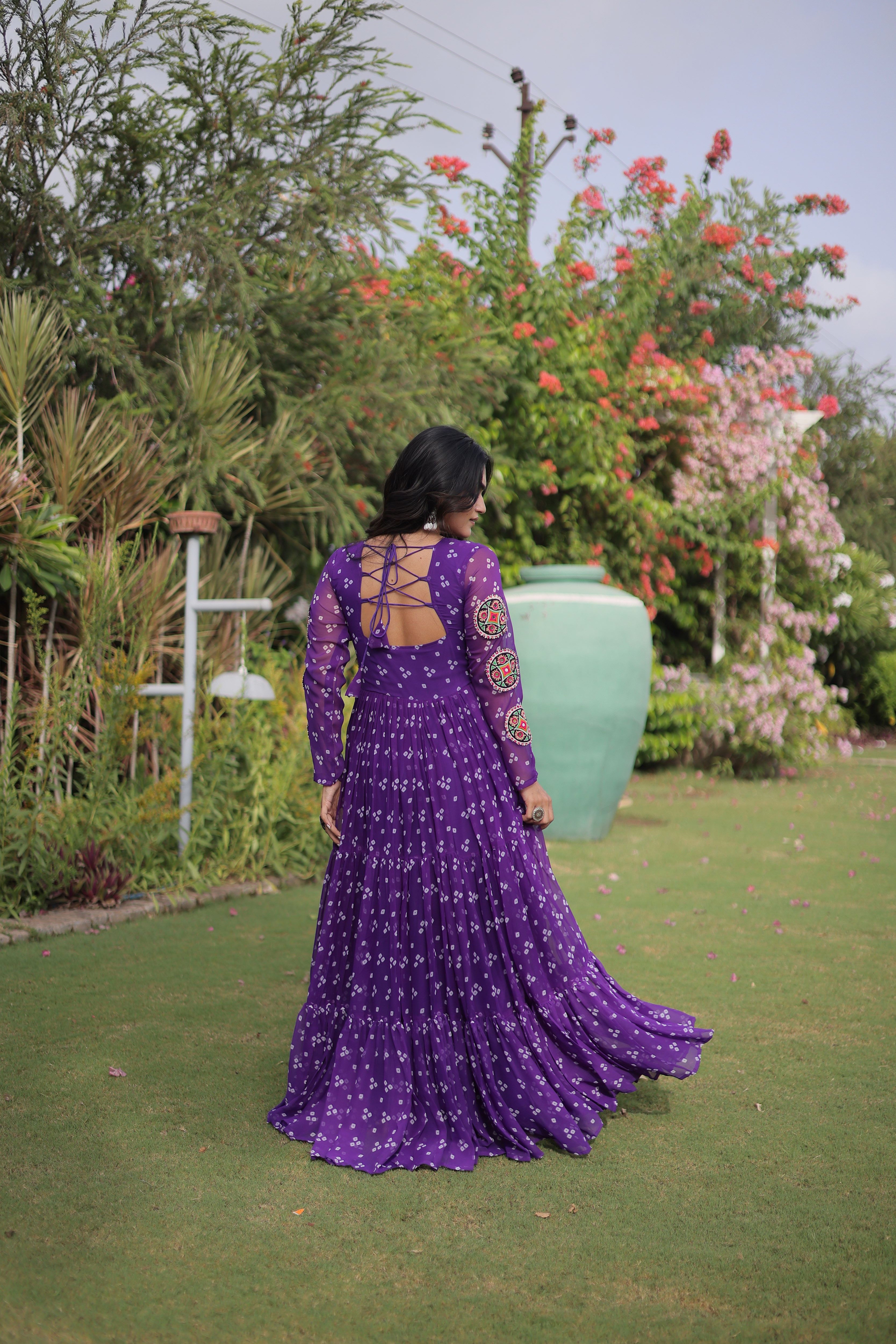 Georgette Bandhani Printed Navratri Gown