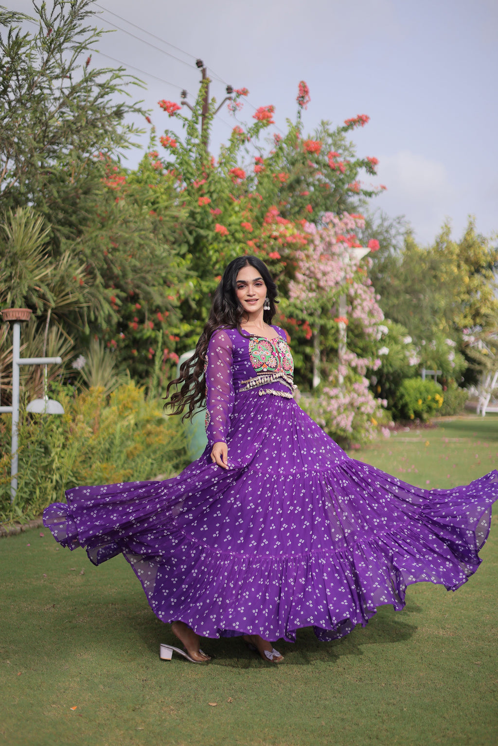 Georgette Bandhani Printed Navratri Gown