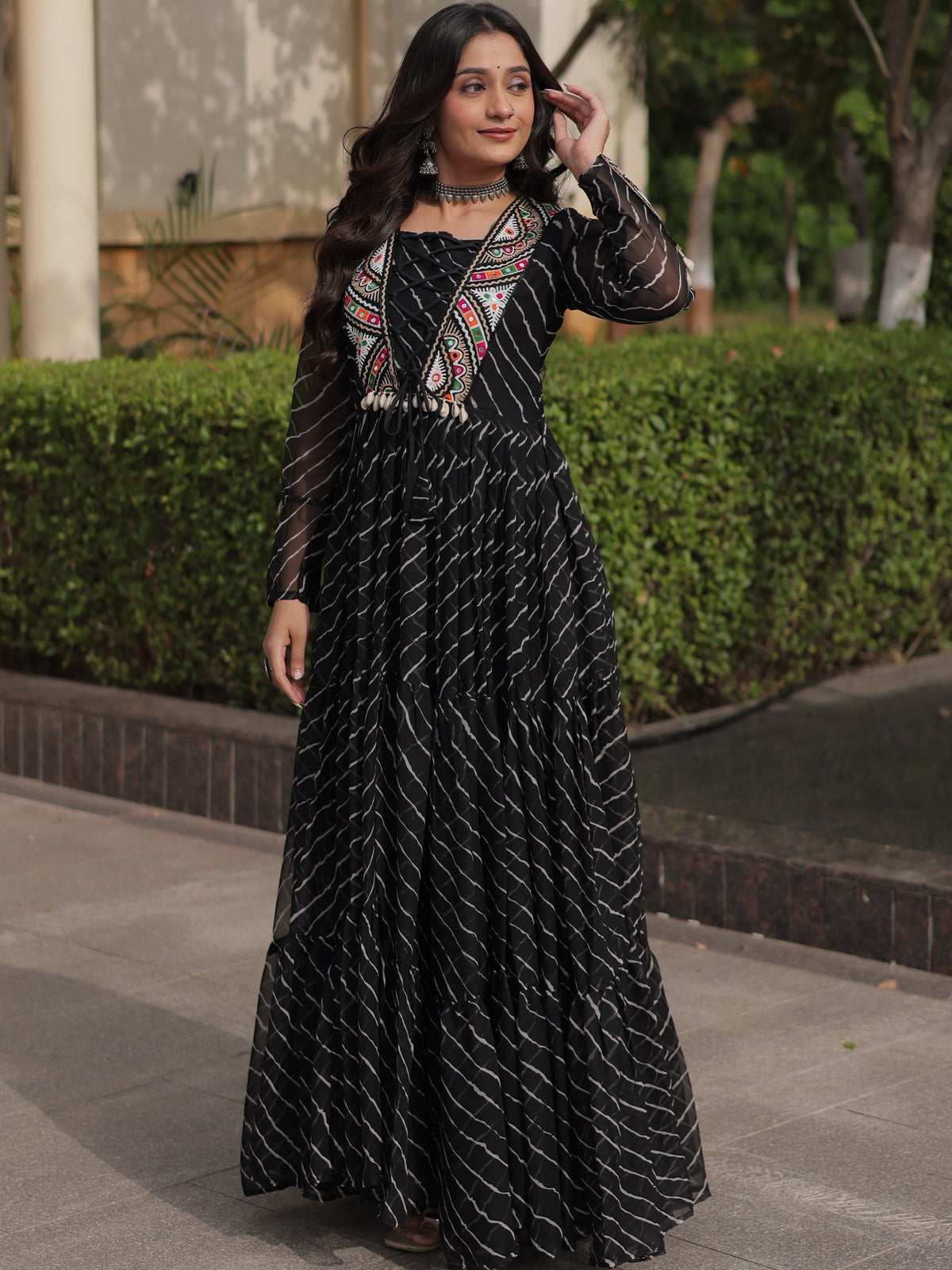 Georgette Laheriya Printed Navratri Gown