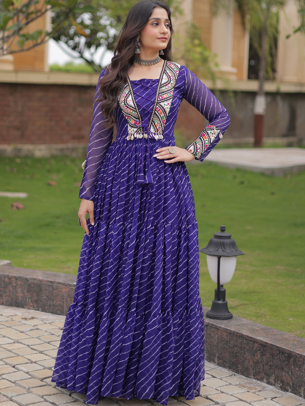 Georgette Laheriya Printed Navratri Gown