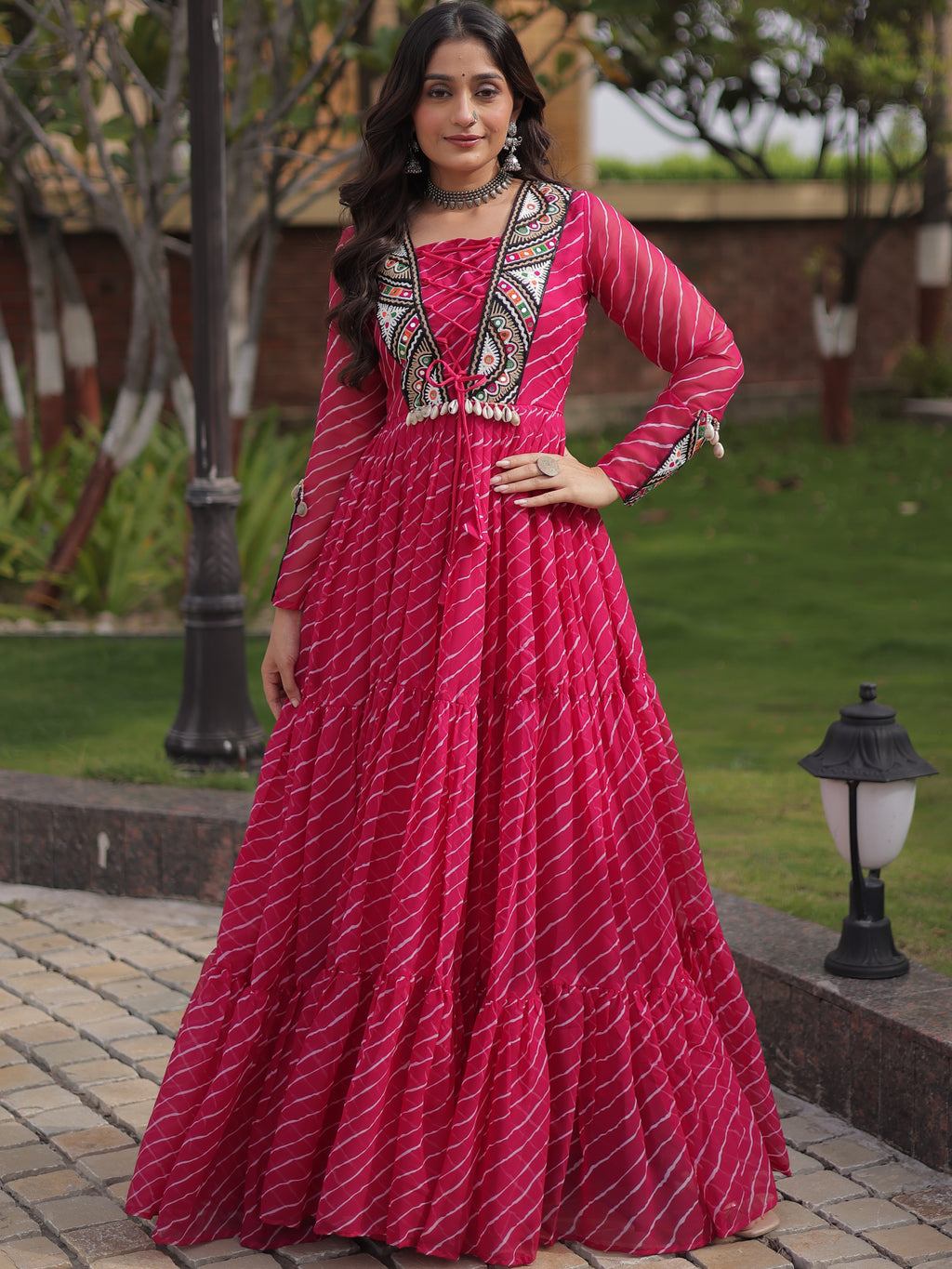 Georgette Laheriya Printed Navratri Gown