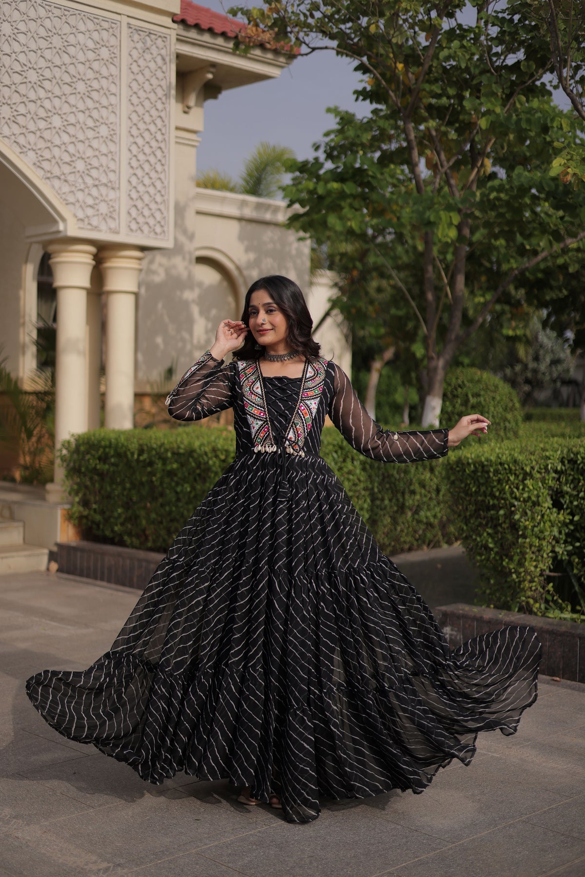 Georgette Laheriya Printed Navratri Gown