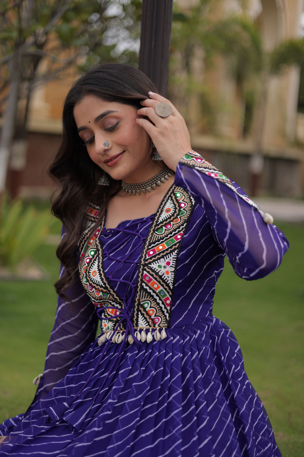 Georgette Laheriya Printed Navratri Gown