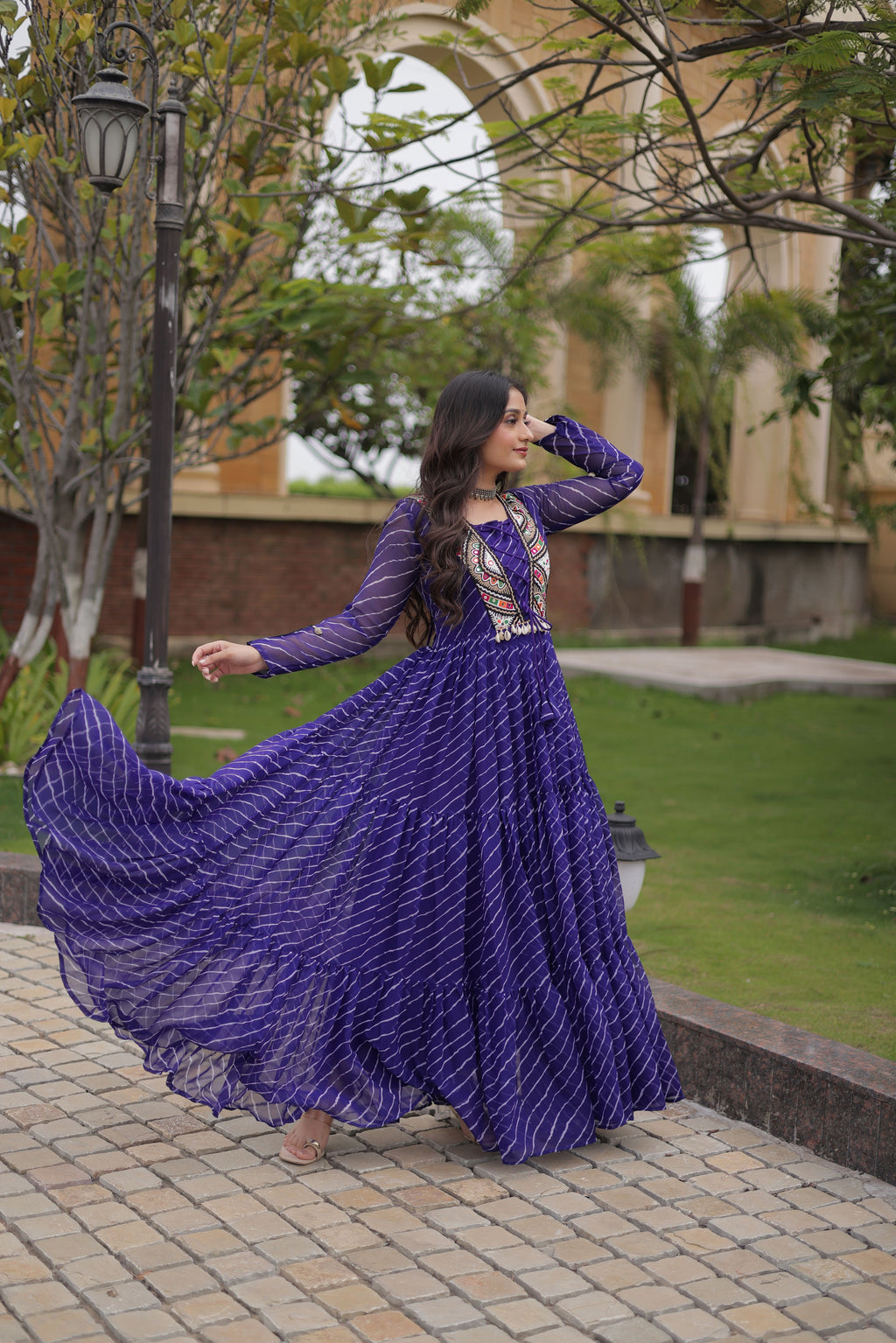 Georgette Laheriya Printed Navratri Gown