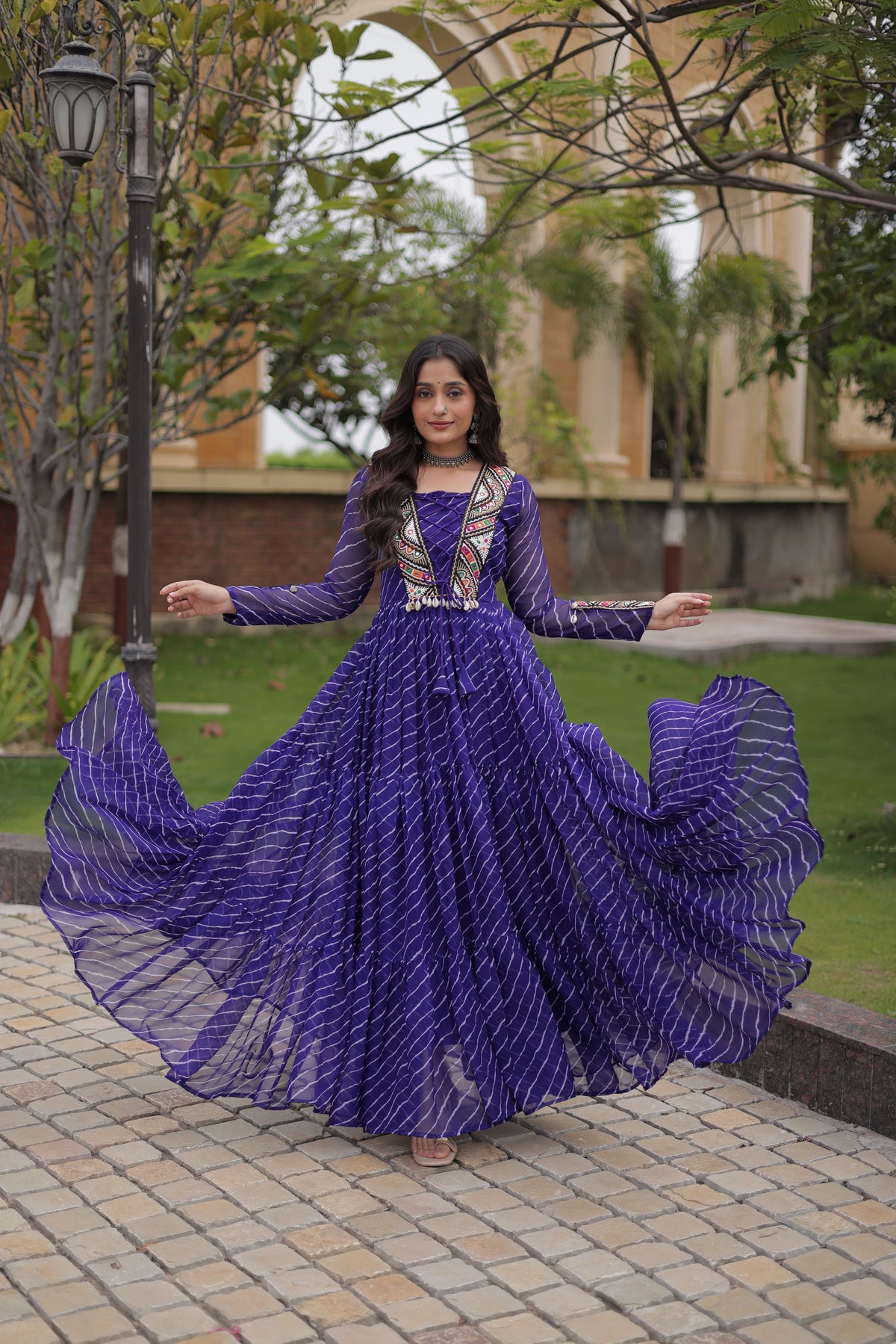 Georgette Laheriya Printed Navratri Gown