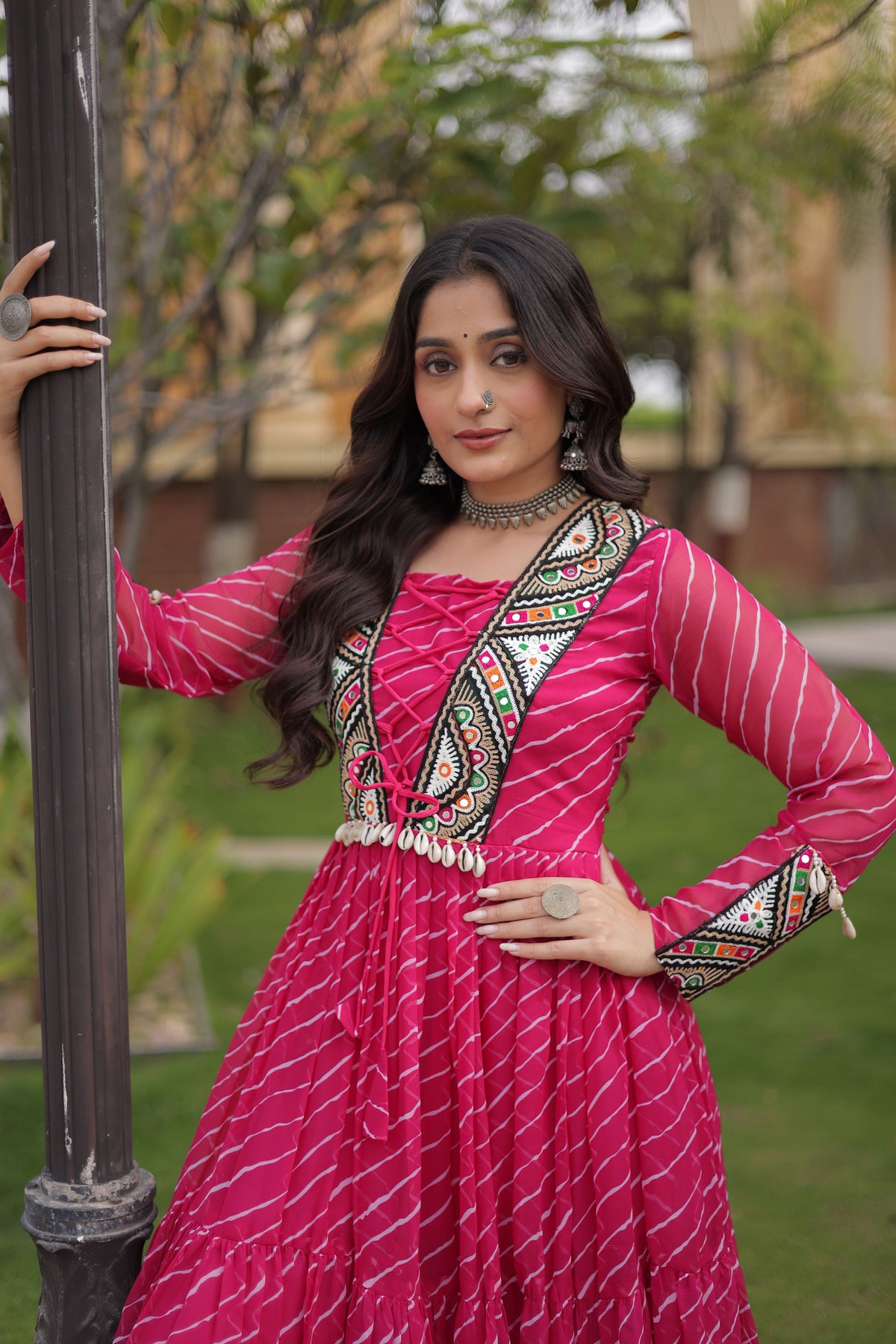 Georgette Laheriya Printed Navratri Gown