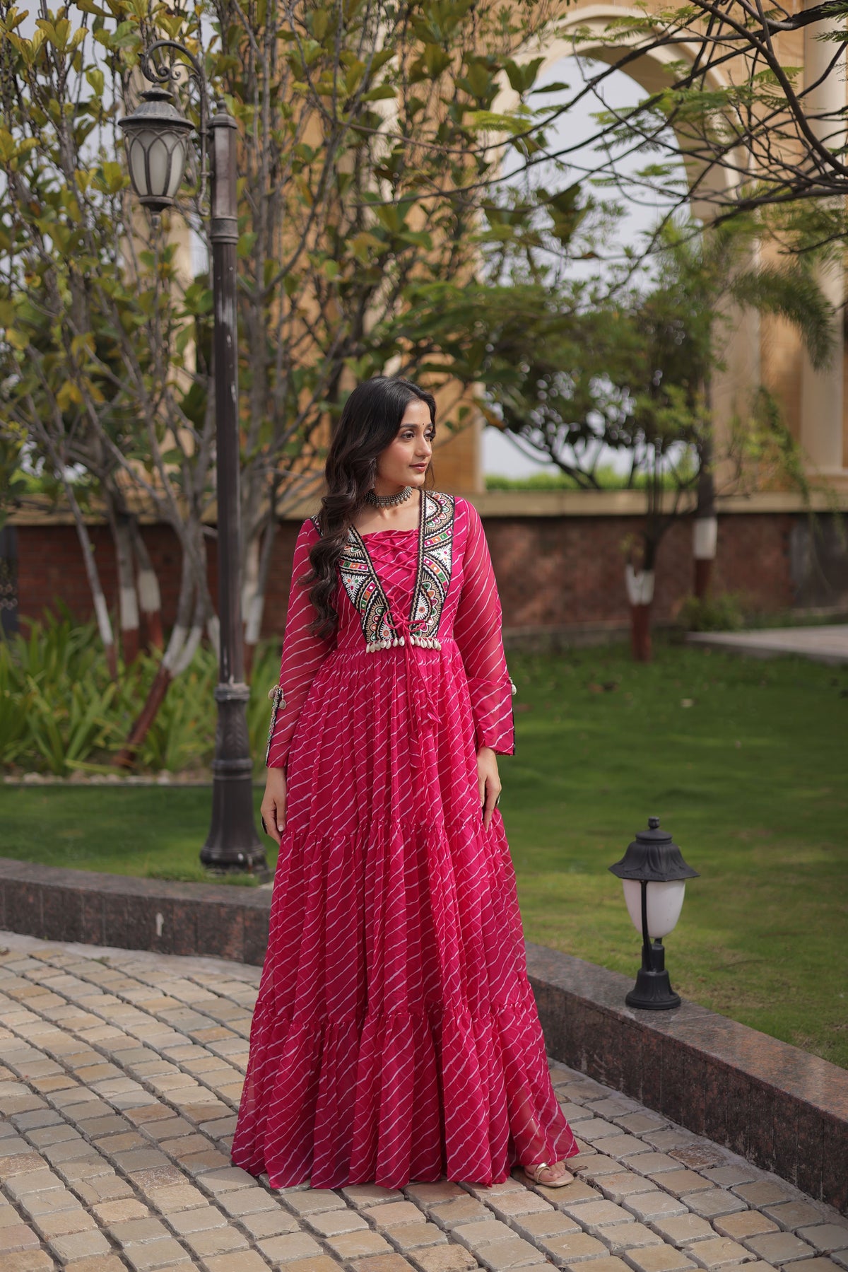 Georgette Laheriya Printed Navratri Gown