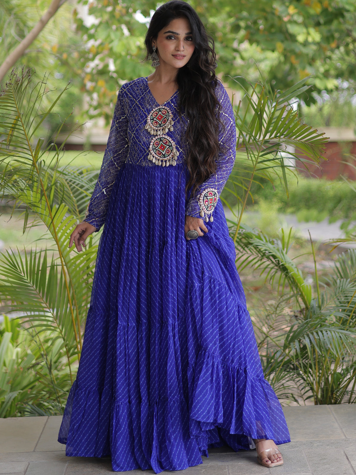 Georgette Laheriya Printed Navratri Gown