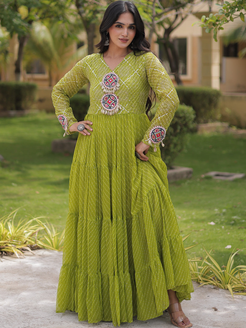 Georgette Laheriya Printed Navratri Gown