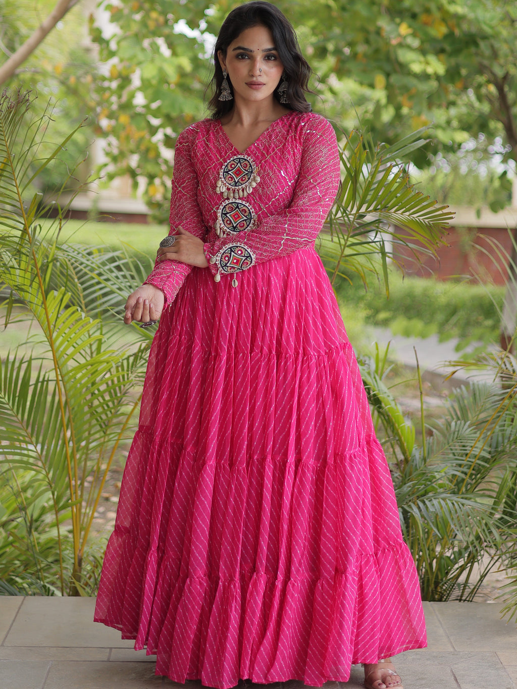 Georgette Laheriya Printed Navratri Gown