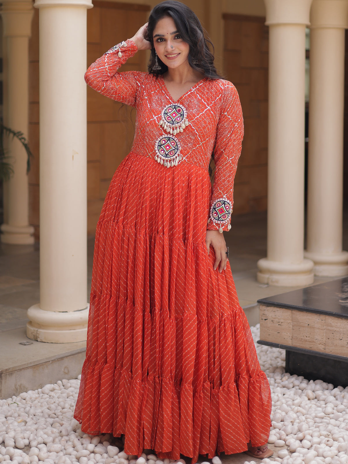 Georgette Laheriya Printed Navratri Gown