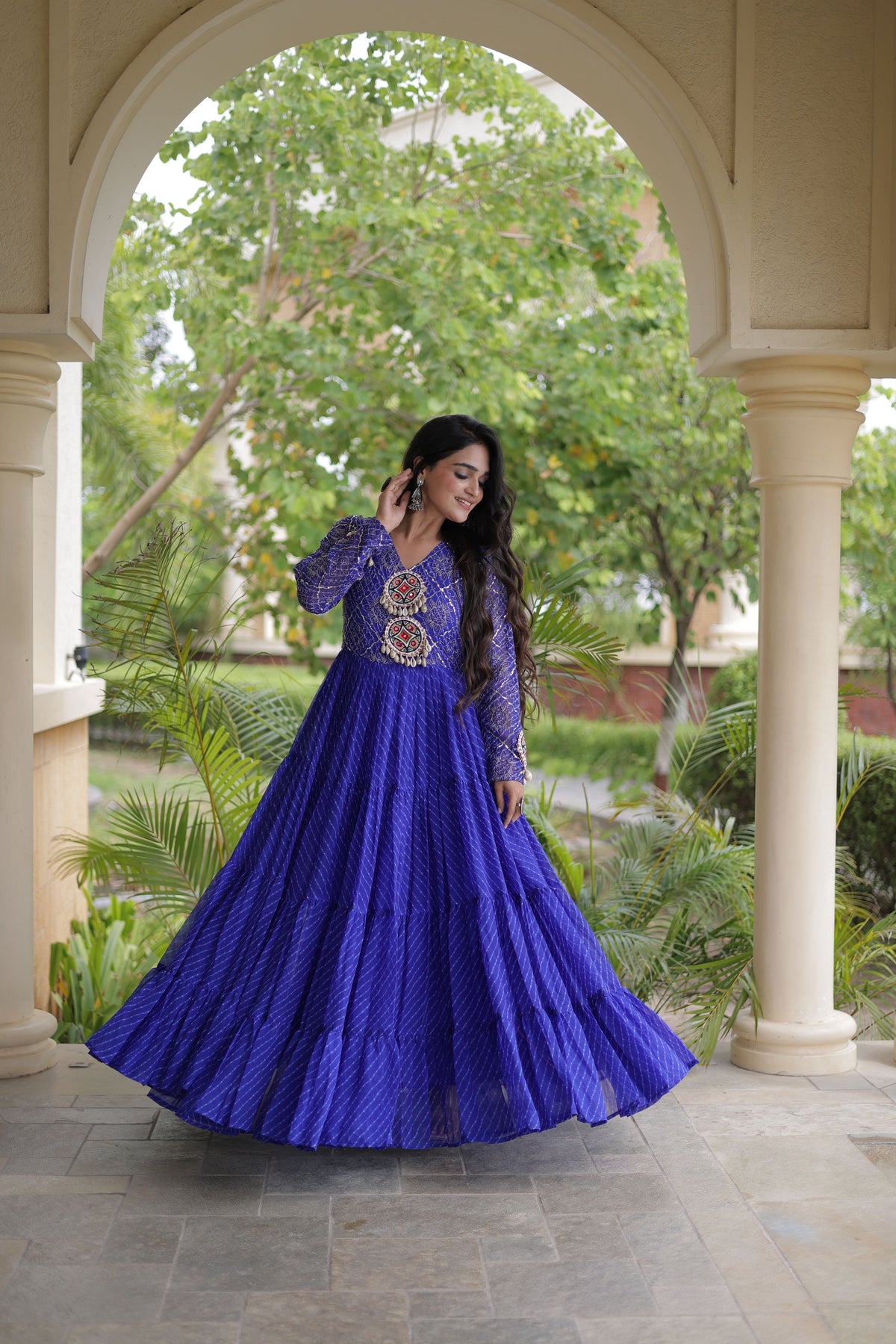 Georgette Laheriya Printed Navratri Gown