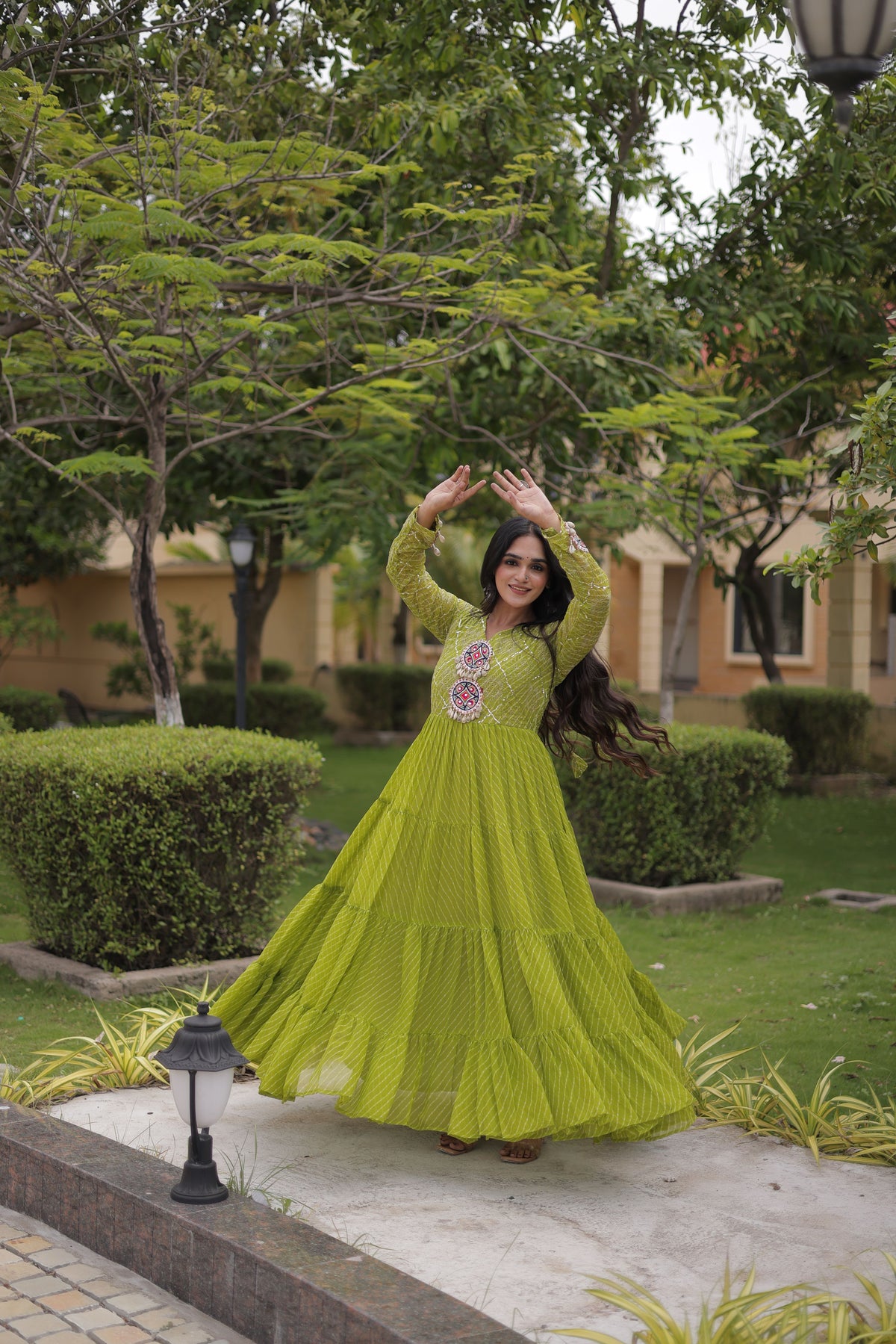 Georgette Laheriya Printed Navratri Gown