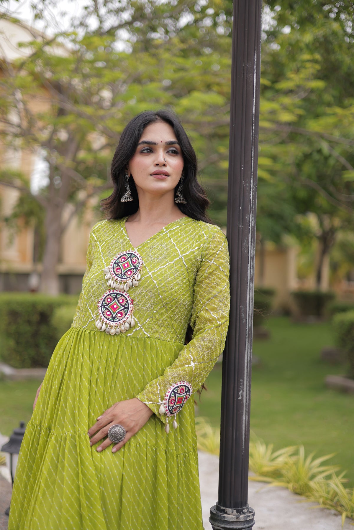 Georgette Laheriya Printed Navratri Gown