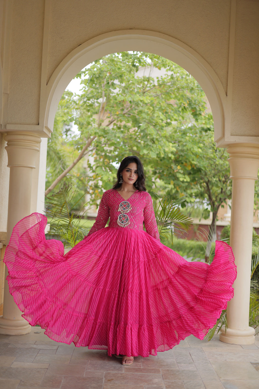 Georgette Laheriya Printed Navratri Gown
