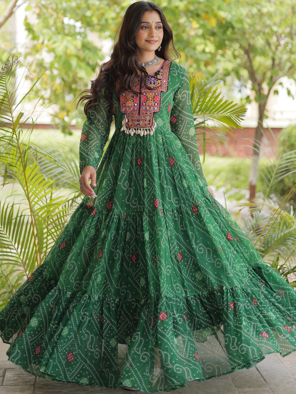 Georgette Bandhani Printed Navratri Gown