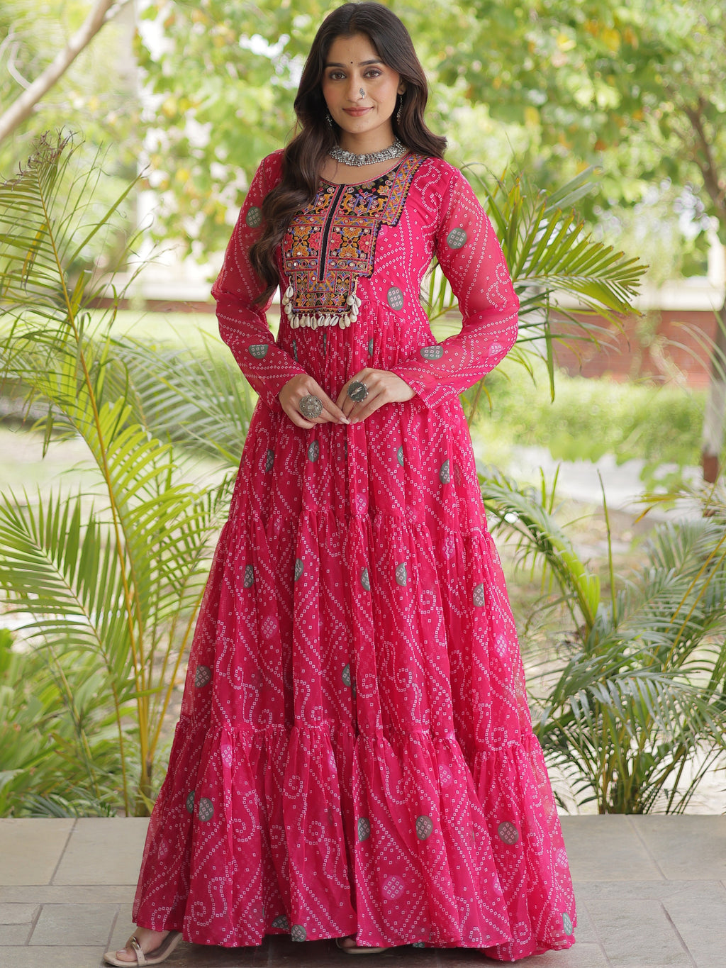 Georgette Bandhani Printed Navratri Gown