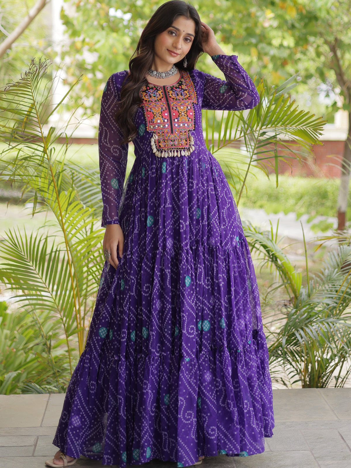 Georgette Bandhani Printed Navratri Gown