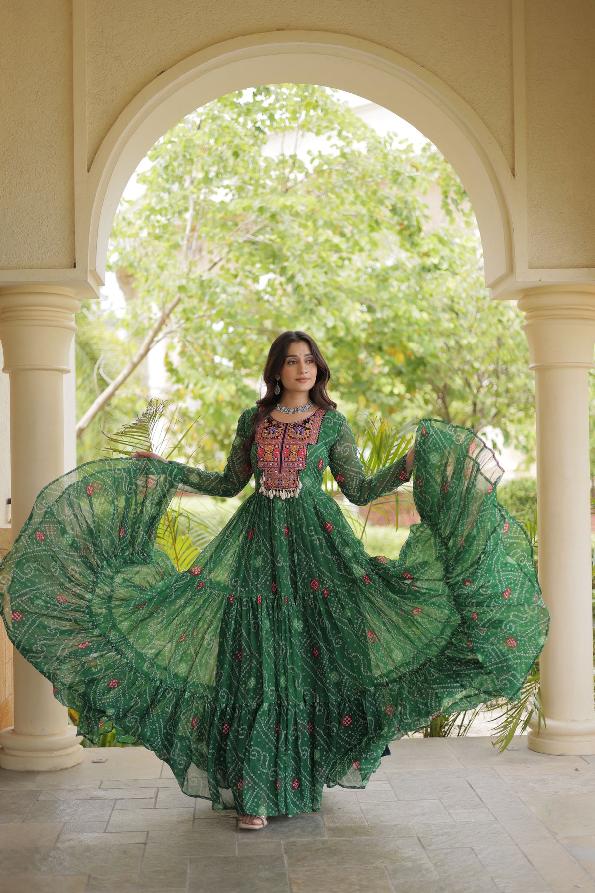 Georgette Bandhani Printed Navratri Gown