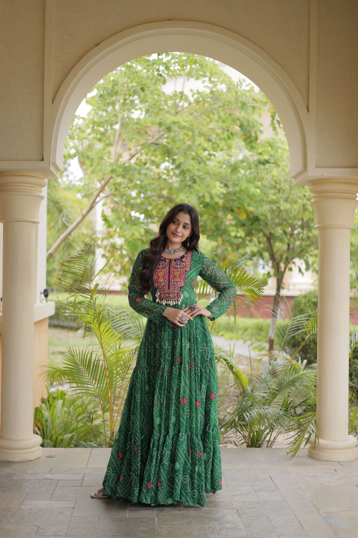 Georgette Bandhani Printed Navratri Gown