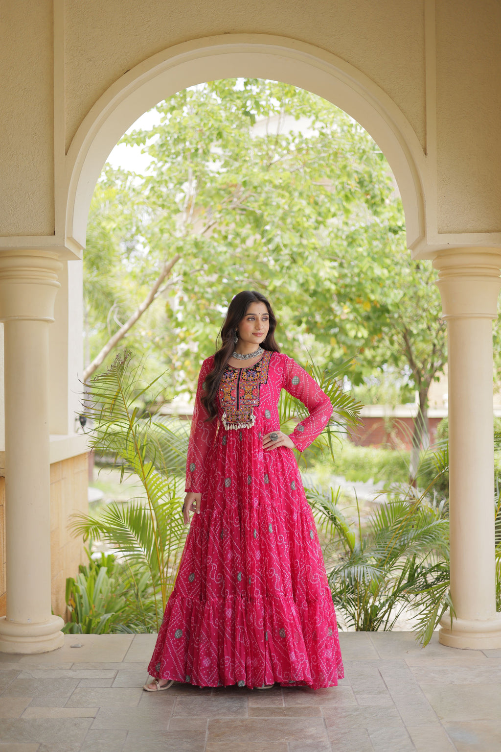Georgette Bandhani Printed Navratri Gown