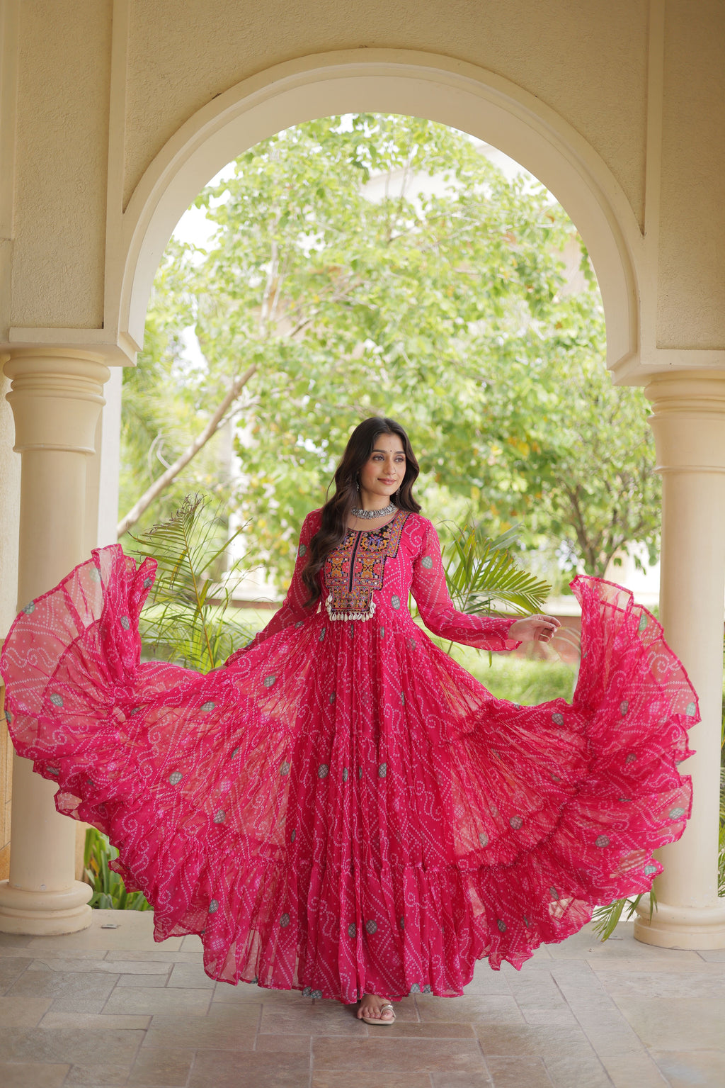 Georgette Bandhani Printed Navratri Gown