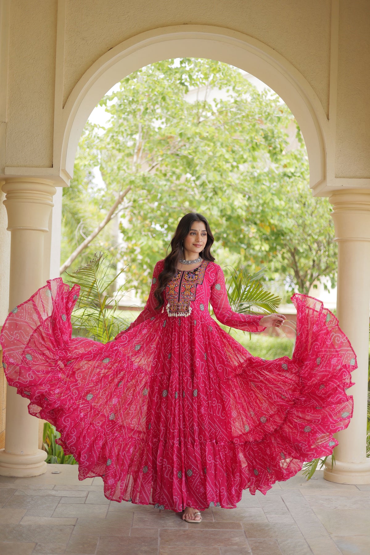Georgette Bandhani Printed Navratri Gown