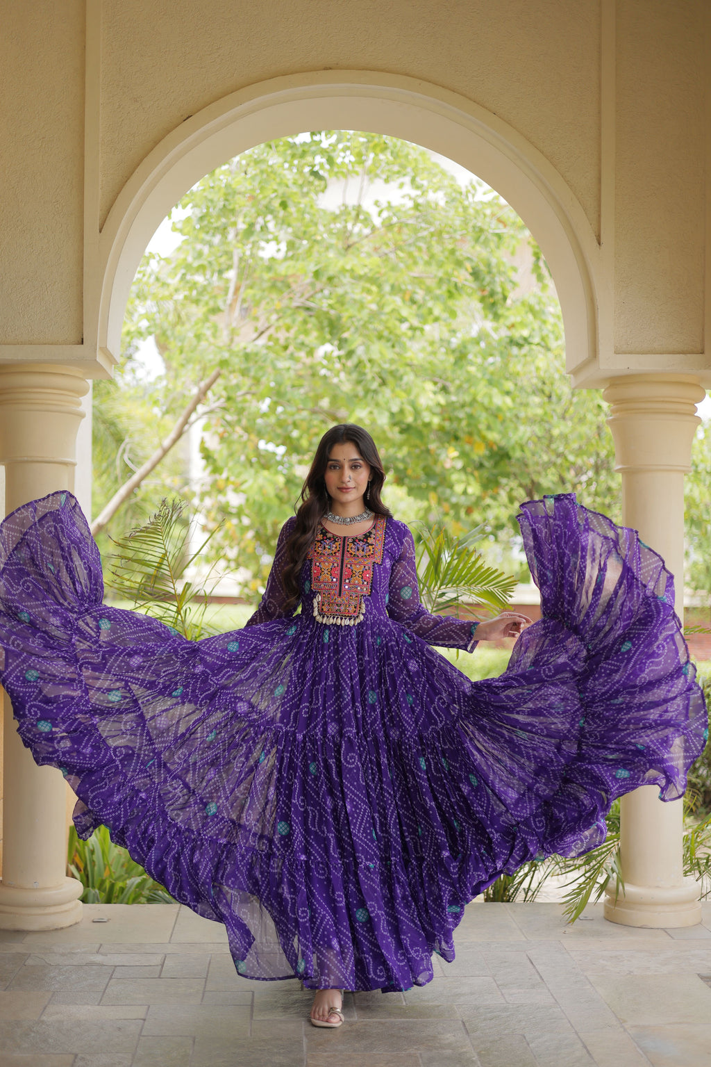 Georgette Bandhani Printed Navratri Gown