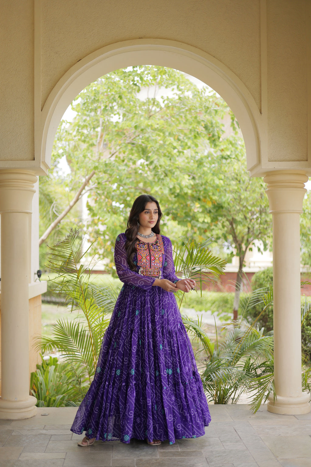 Georgette Bandhani Printed Navratri Gown