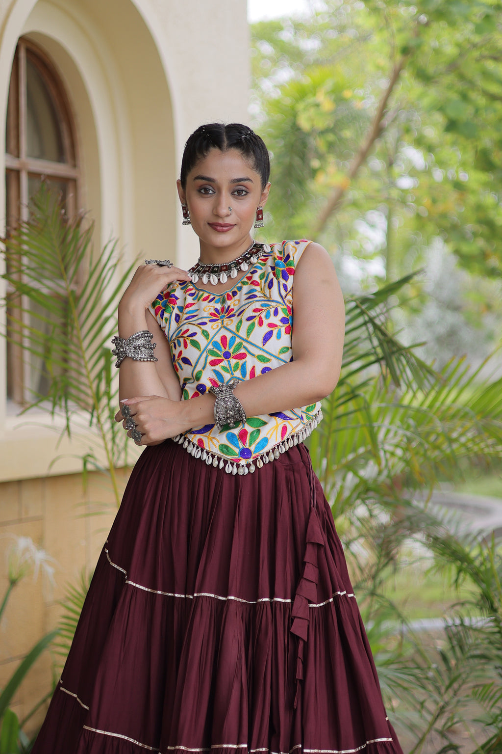 Rayon Kutchi Work Navratri Lehenga