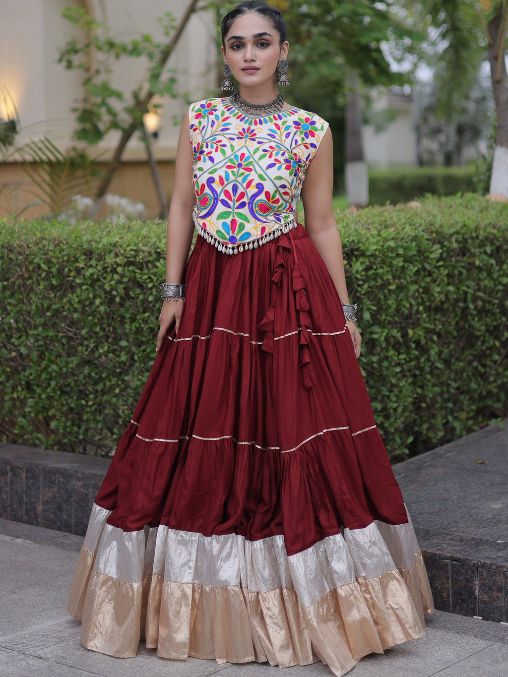 Rayon Kutchi Work Navratri Lehenga