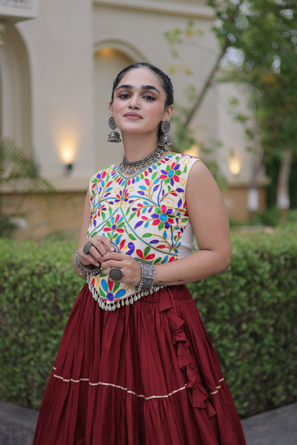 Rayon Kutchi Work Navratri Lehenga