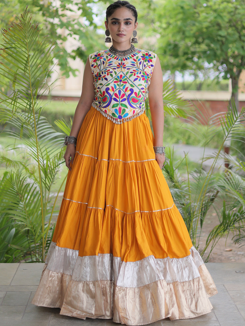 Rayon Kutchi Work Navratri Lehenga