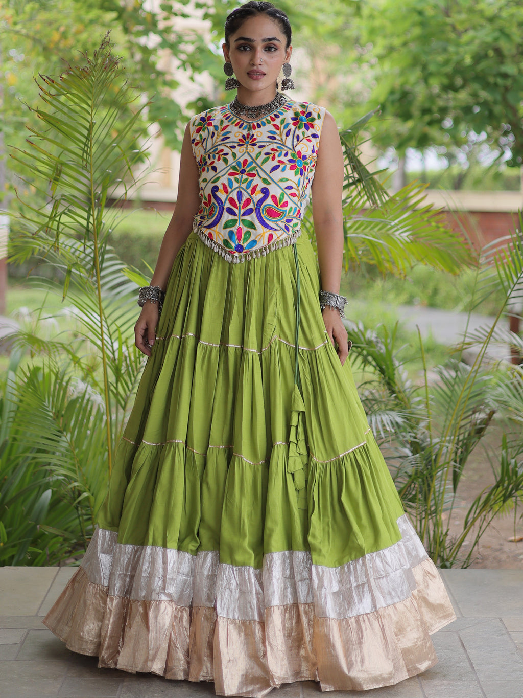 Rayon Kutchi Work Navratri Lehenga
