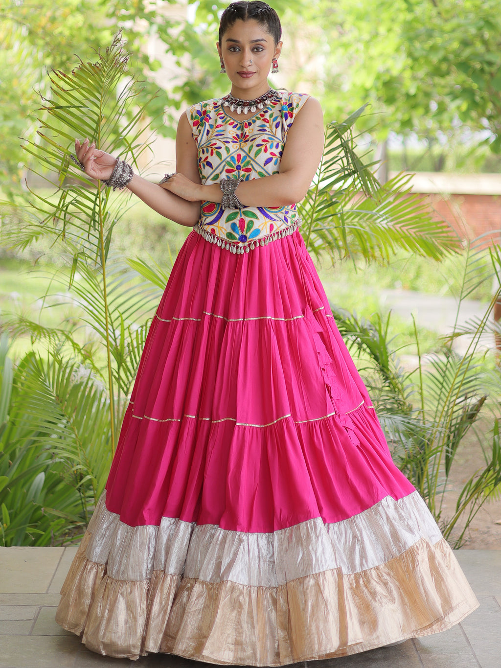 Rayon Kutchi Work Navratri Lehenga