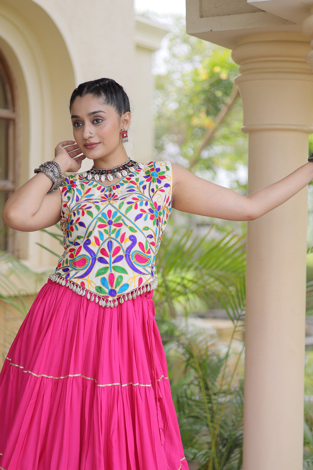 Rayon Kutchi Work Navratri Lehenga