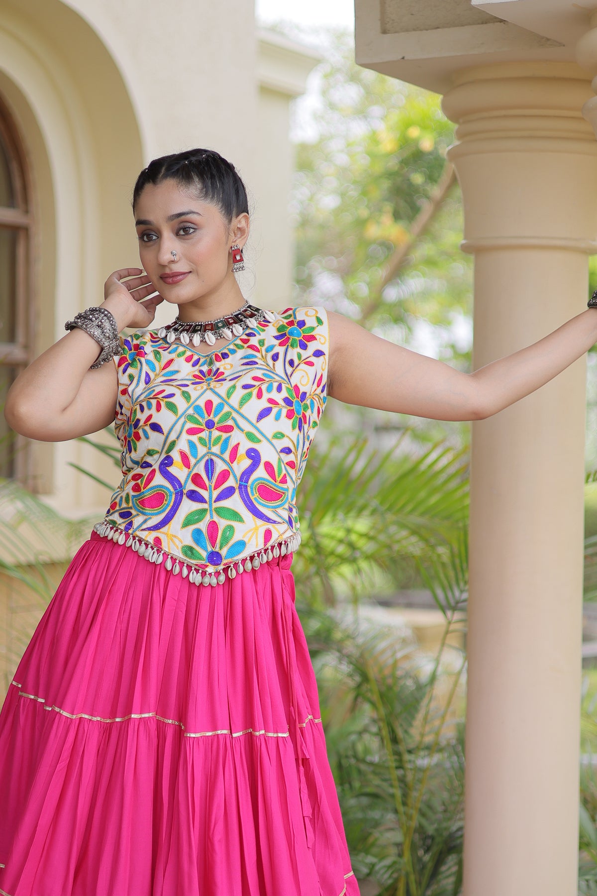Rayon Kutchi Work Navratri Lehenga