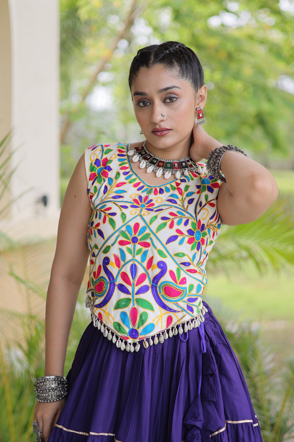 Rayon Kutchi Work Navratri Lehenga