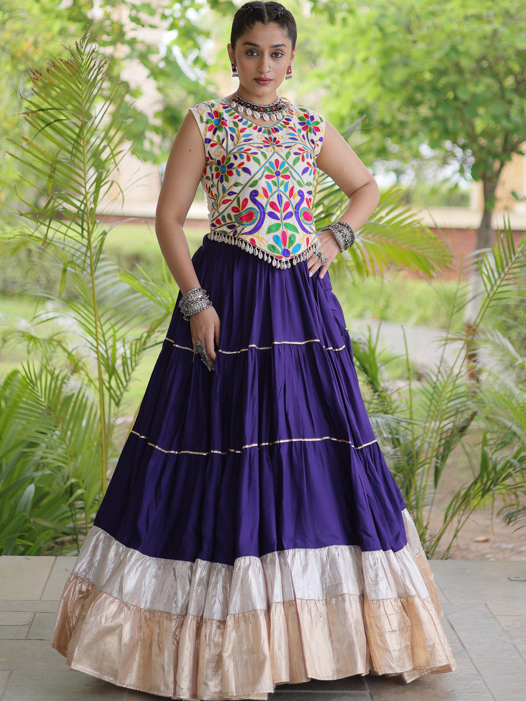 Rayon Kutchi Work Navratri Lehenga
