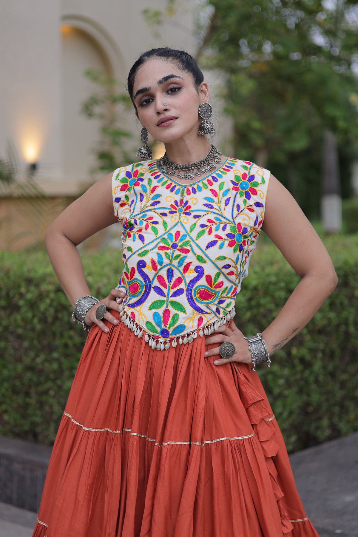 Rayon Kutchi Work Navratri Lehenga