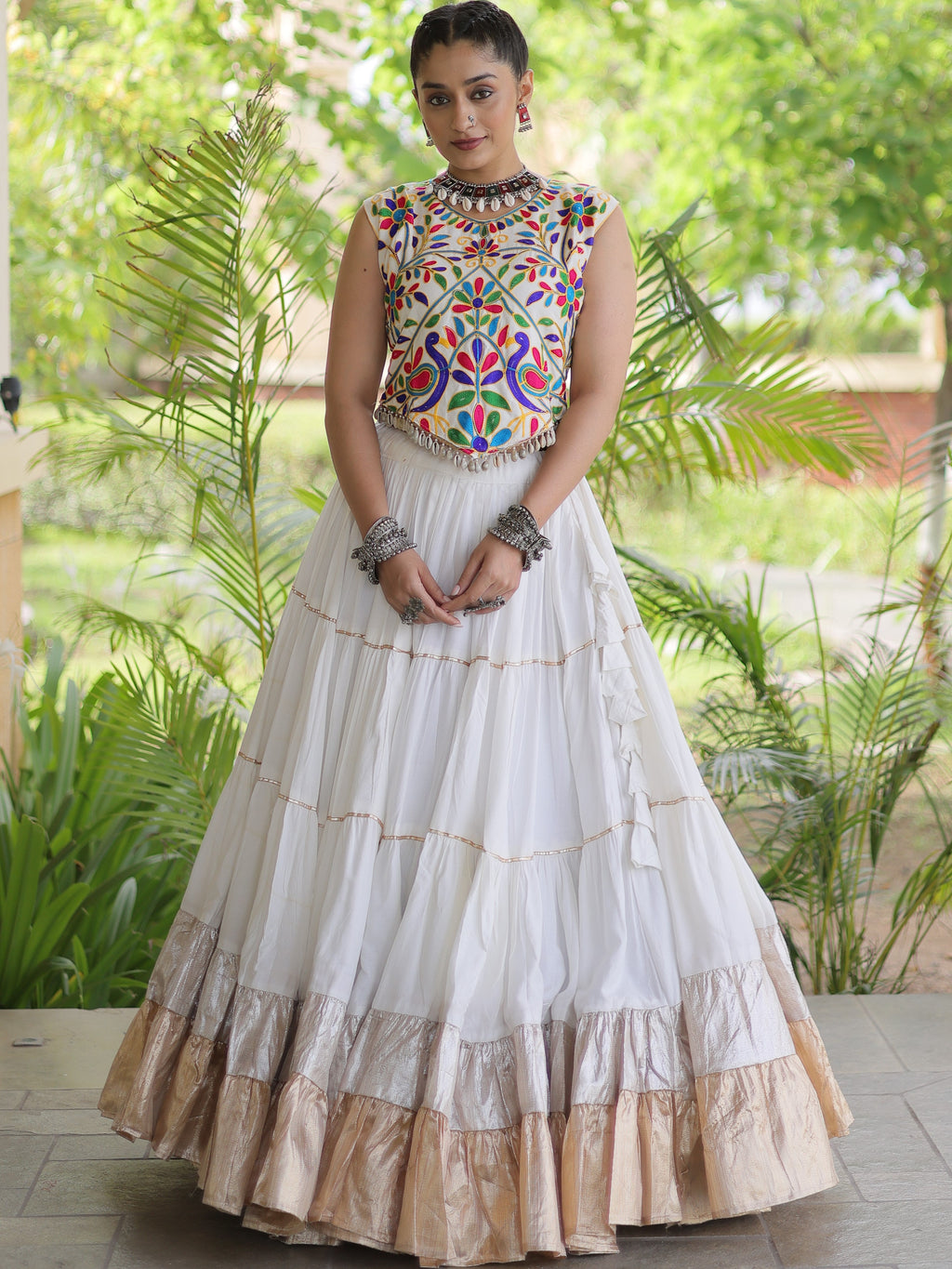 Rayon Kutchi Work Navratri Lehenga
