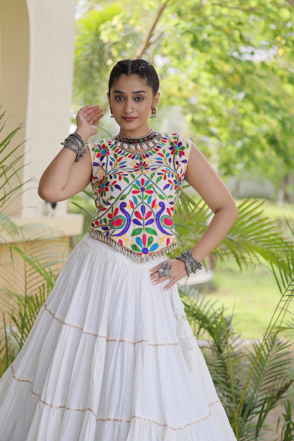 Rayon Kutchi Work Navratri Lehenga