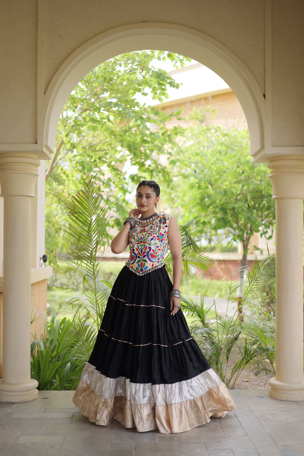 Rayon Kutchi Work Navratri Lehenga