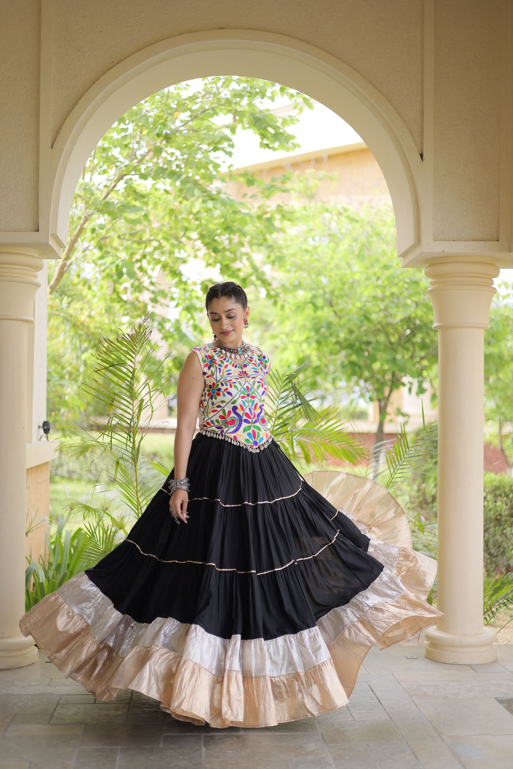 Rayon Kutchi Work Navratri Lehenga
