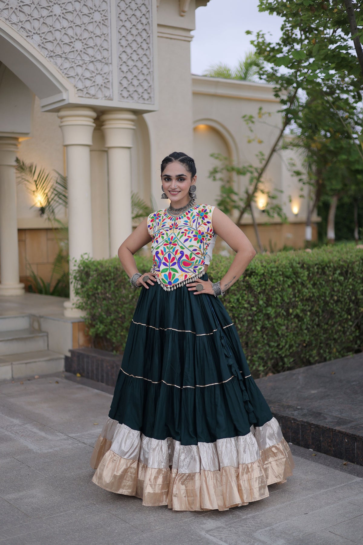Rayon Kutchi Work Navratri Lehenga