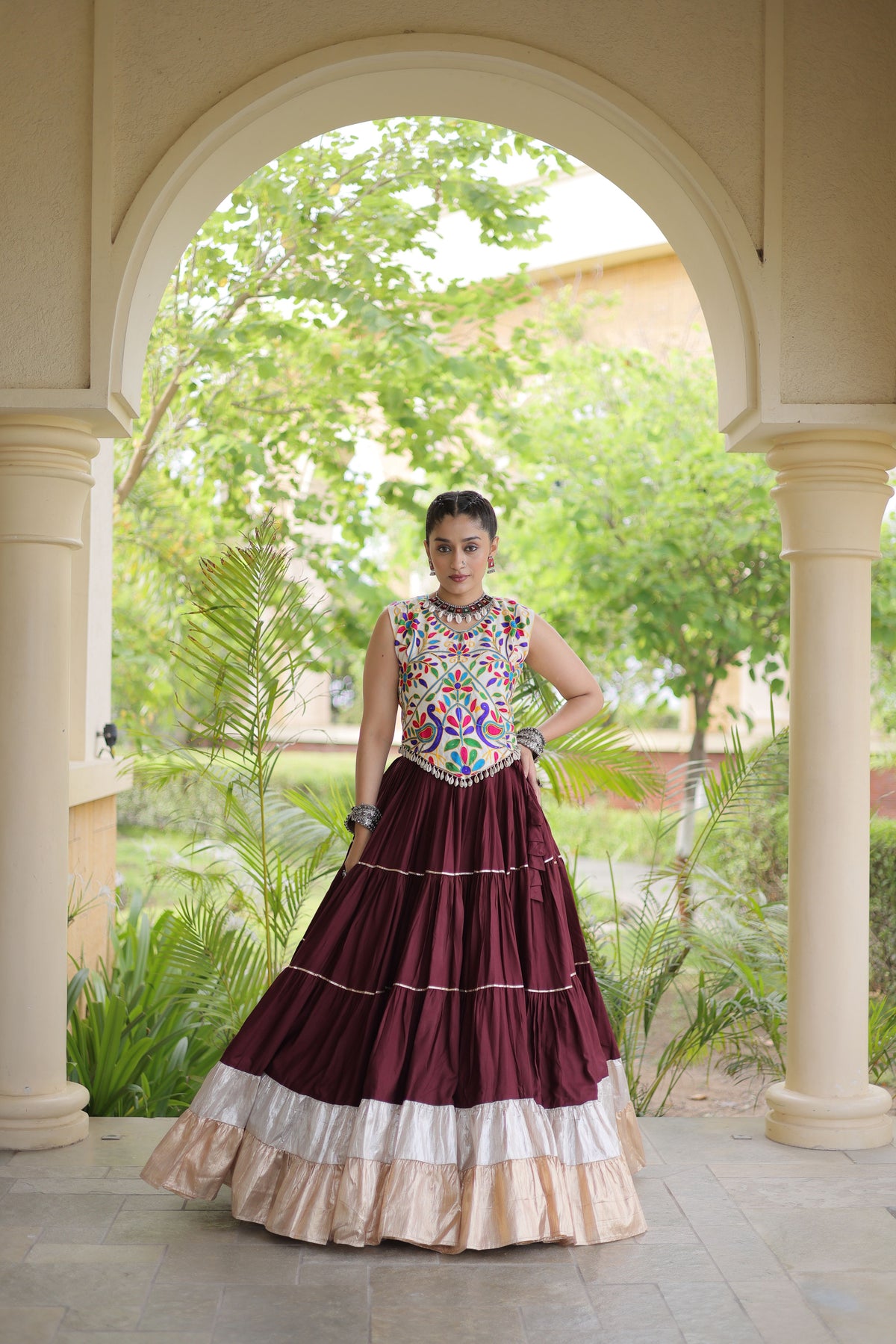 Rayon Kutchi Work Navratri Lehenga